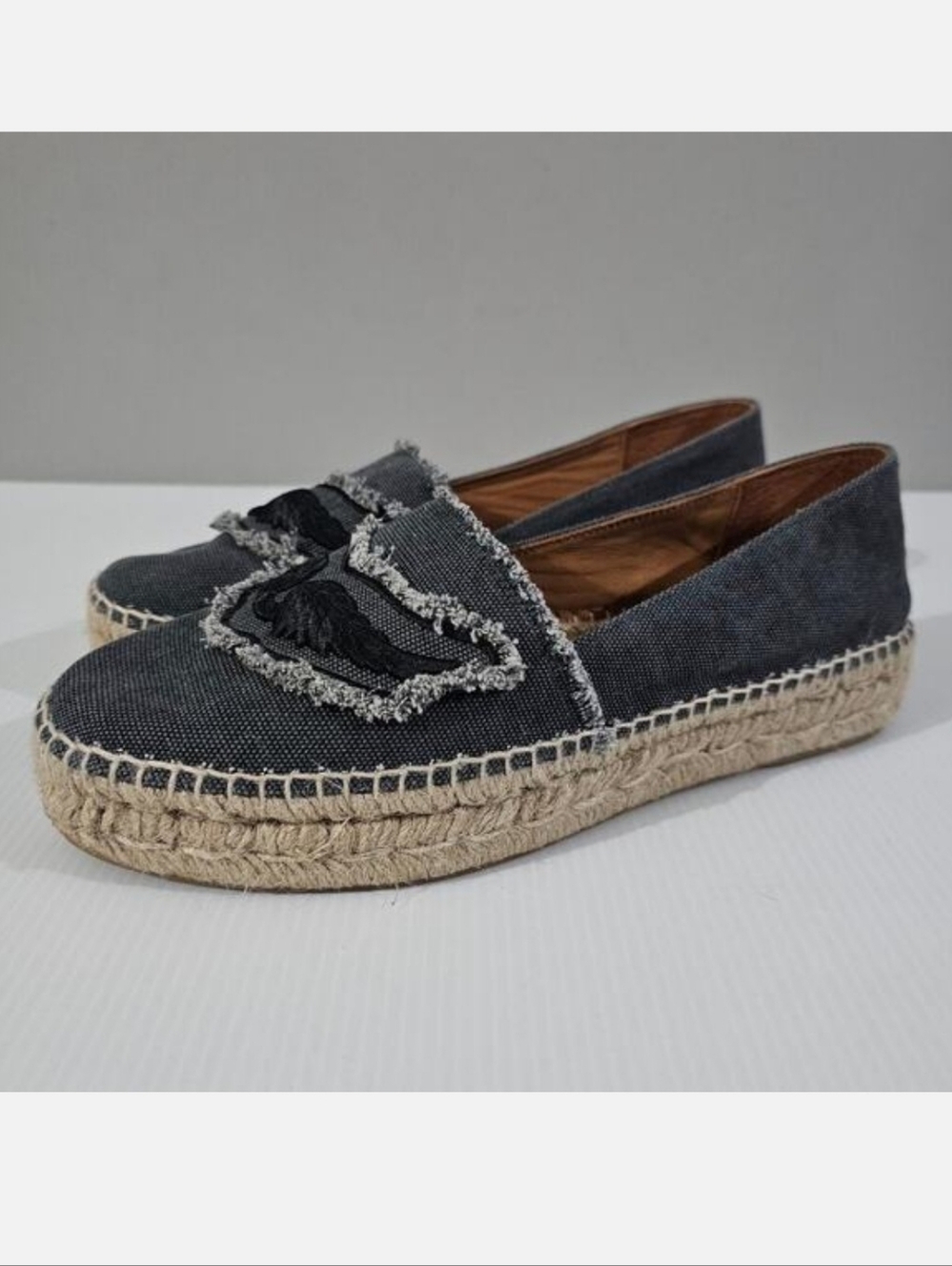 Zadig & Voltaire Platform Espdadrille Loafer Womens EU 40 Black Canvas Slip On